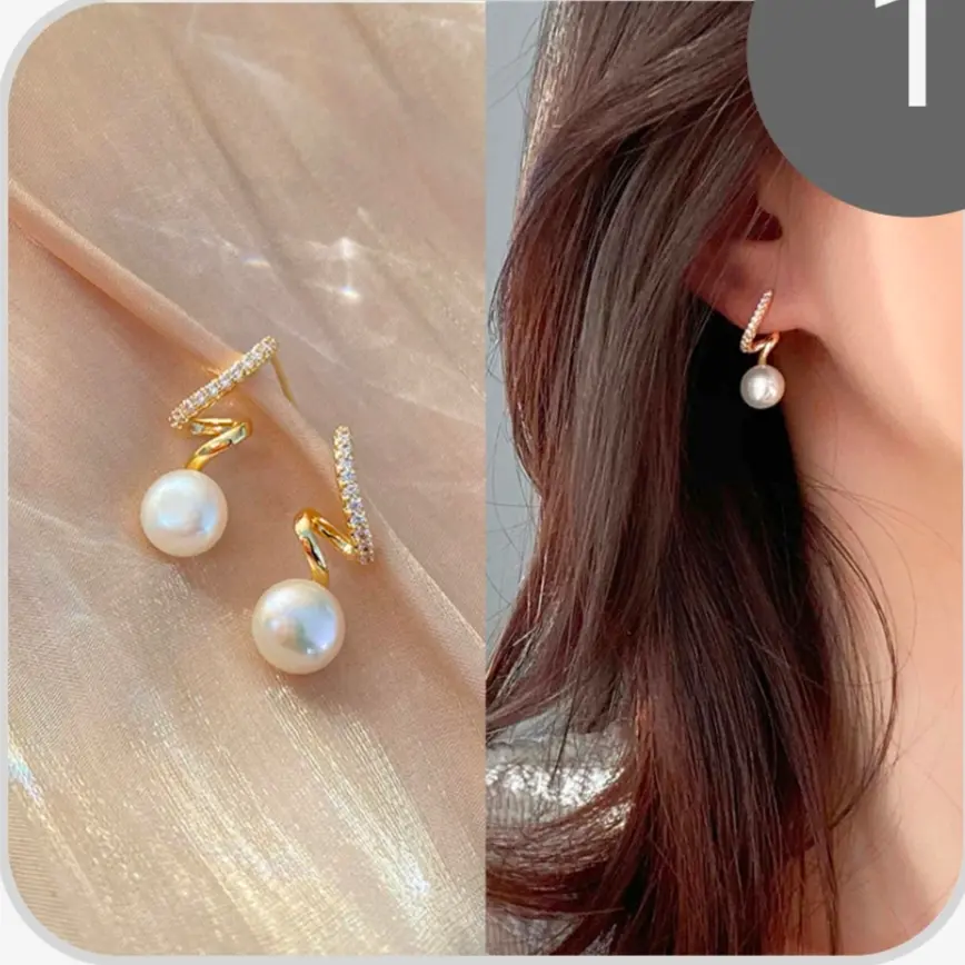 Twisted diamond pearl earrings