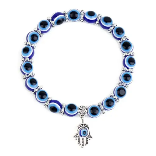 Blue eye beaded bracelet 10mm beads