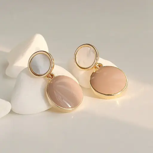Candy Color Drop Oil Geometric Round Earrings