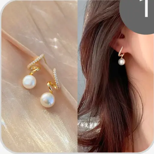 Twisted diamond pearl earrings